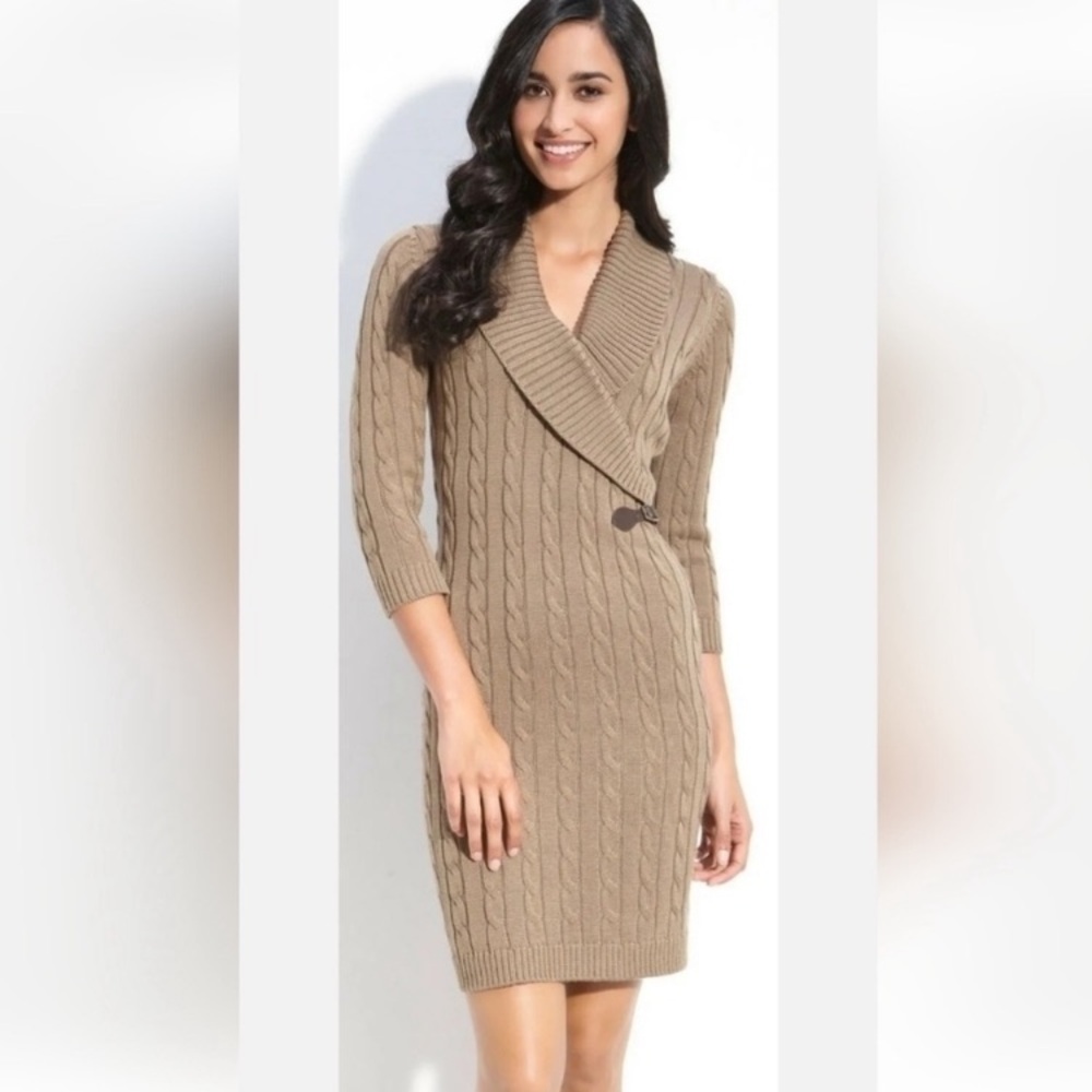 Calvin Klein Tan Cable Knit Dress